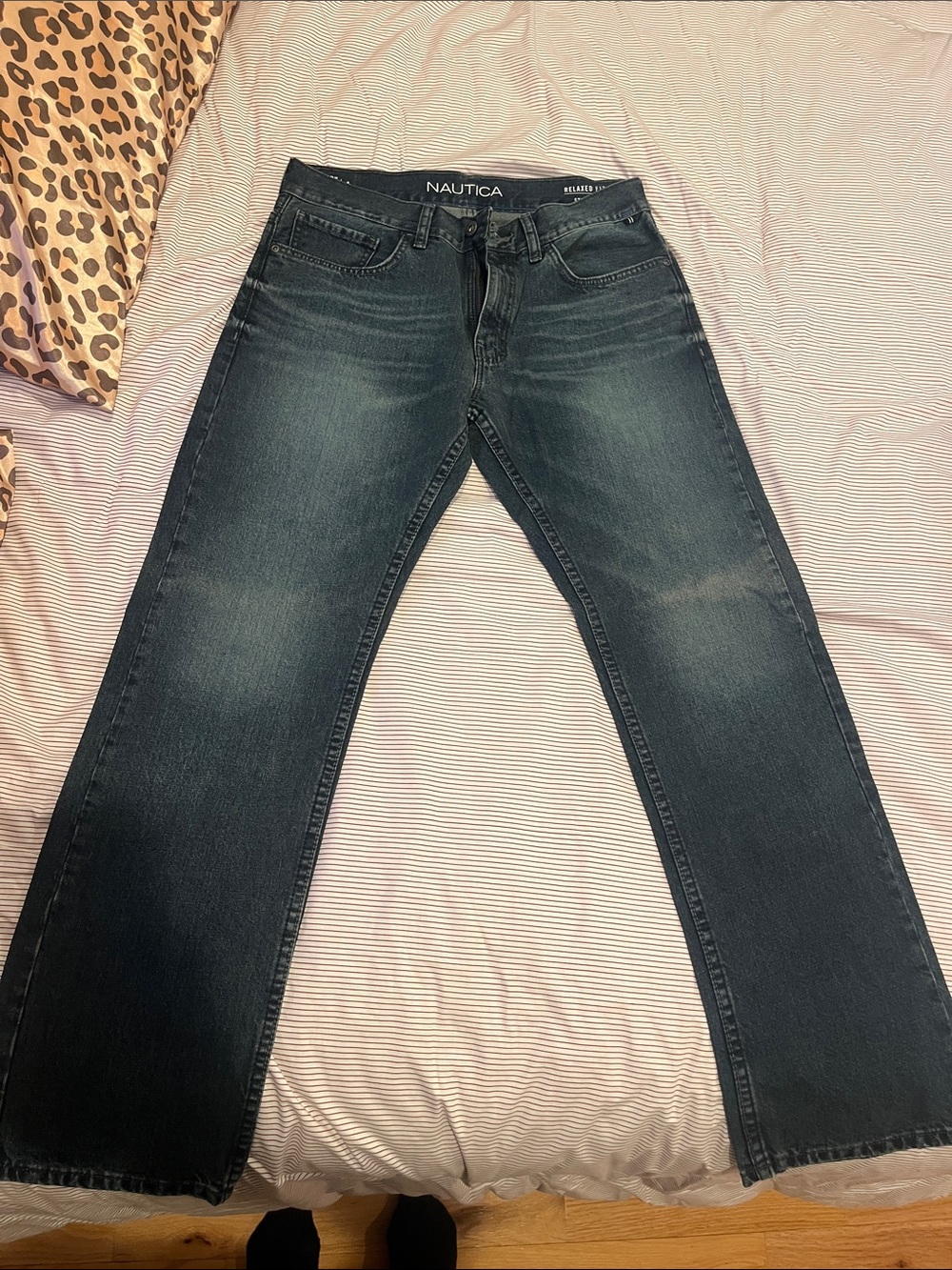 Nautica Men’s Bootcut Jeans in Dark Blue Wash